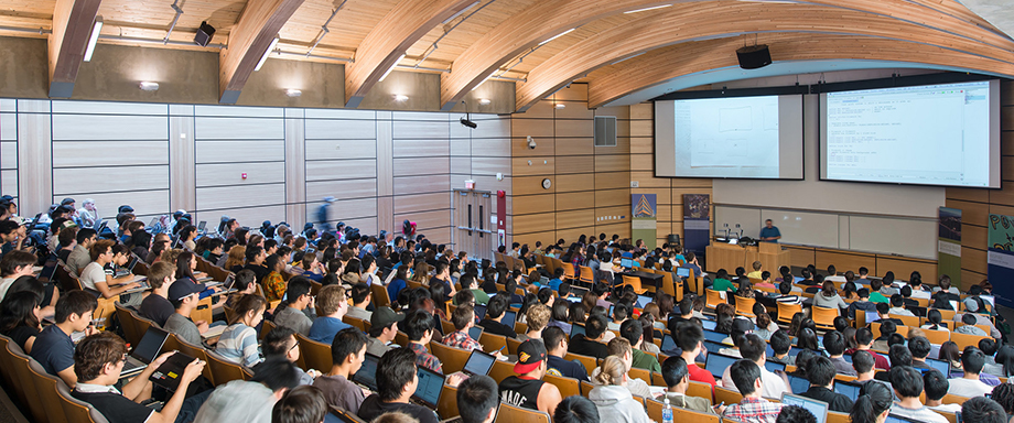 students in large classroom